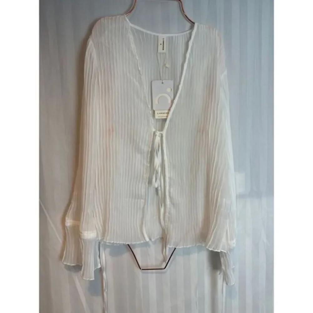 Commense  Long Sleeve Top‎ Sheer White Aesthetic Size Small - Picture 5 of 9